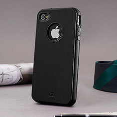 Coque Silicone avec Trou Souple Couleur Unie pour Apple iPhone 4S Noir