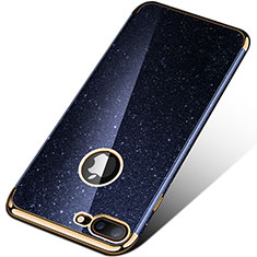 Coque Silicone Bling Bling Souple Couleur Unie pour Apple iPhone 8 Plus Bleu