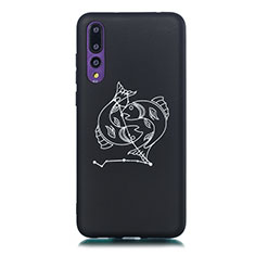 Coque Silicone Constellation Souple Couleur Unie Etui Housse S07 pour Huawei P20 Pro Noir