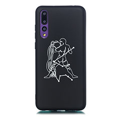 Coque Silicone Constellation Souple Couleur Unie Etui Housse S08 pour Huawei P20 Pro Noir