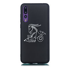 Coque Silicone Constellation Souple Couleur Unie Etui Housse S09 pour Huawei P20 Pro Noir