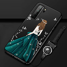 Coque Silicone Dos de Fille Souple Couleur Unie Etui Housse K01 pour Huawei Nova 7 SE 5G Vert