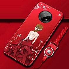 Coque Silicone Dos de Fille Souple Couleur Unie Etui Housse pour Huawei Enjoy 20 Plus 5G Rouge