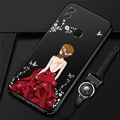 Coque Silicone Dos de Fille Souple Couleur Unie Etui Housse pour Huawei Honor 10 Lite Gris Fonce