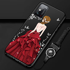 Coque Silicone Dos de Fille Souple Couleur Unie Etui Housse pour Huawei Honor X10 Max 5G Rouge et Noir