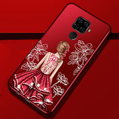 Coque Silicone Dos de Fille Souple Couleur Unie Etui Housse pour Huawei Mate 30 Lite Rouge