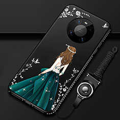 Coque Silicone Dos de Fille Souple Couleur Unie Etui Housse pour Huawei Mate 40 Pro Noir