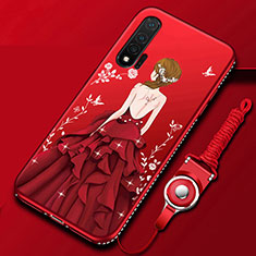 Coque Silicone Dos de Fille Souple Couleur Unie Etui Housse pour Huawei Nova 6 5G Rouge