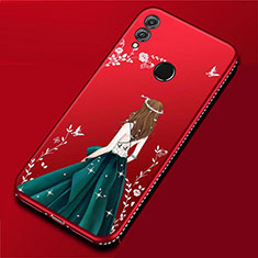 Coque Silicone Dos de Fille Souple Couleur Unie Etui Housse pour Huawei P Smart (2019) Vin Rouge