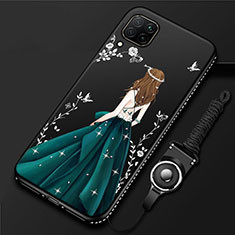 Coque Silicone Dos de Fille Souple Couleur Unie Etui Housse pour Huawei P40 Lite Noir