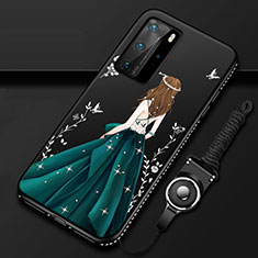 Coque Silicone Dos de Fille Souple Couleur Unie Etui Housse pour Huawei P40 Pro Vert