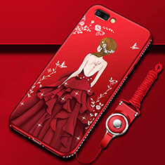 Coque Silicone Dos de Fille Souple Couleur Unie Etui Housse pour Oppo A12e Rouge