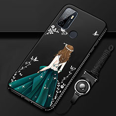 Coque Silicone Dos de Fille Souple Couleur Unie Etui Housse pour Oppo A32 Noir