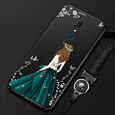 Coque Silicone Dos de Fille Souple Couleur Unie Etui Housse pour Oppo A9 Noir