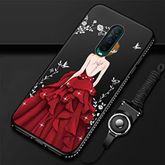 Coque Silicone Dos de Fille Souple Couleur Unie Etui Housse pour Oppo R17 Pro Vin Rouge