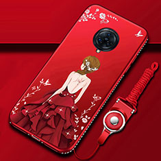 Coque Silicone Dos de Fille Souple Couleur Unie Etui Housse pour Vivo Nex 3 5G Rouge