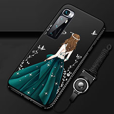 Coque Silicone Dos de Fille Souple Couleur Unie Etui Housse pour Xiaomi Mi 10 Ultra Noir