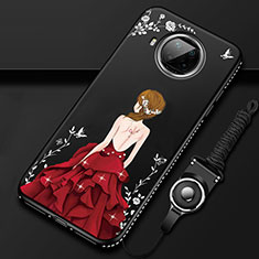 Coque Silicone Dos de Fille Souple Couleur Unie Etui Housse pour Xiaomi Mi 10i 5G Rouge et Noir