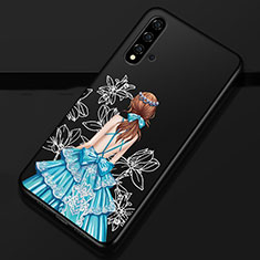 Coque Silicone Dos de Fille Souple Couleur Unie Etui Housse S02 pour Huawei Nova 5 Bleu