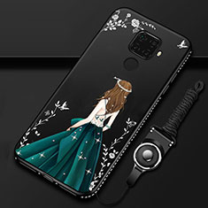 Coque Silicone Dos de Fille Souple Couleur Unie Etui Housse S02 pour Huawei Nova 5i Pro Vert