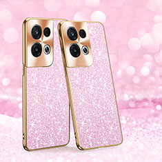 Coque Silicone et Plastique Housse Etui Protection Integrale 360 Degres Bling-Bling GS1 pour Oppo Reno9 Pro+ Plus 5G Rose