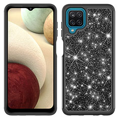 Coque Silicone et Plastique Housse Etui Protection Integrale 360 Degres Bling-Bling JX1 pour Samsung Galaxy A12 5G Noir