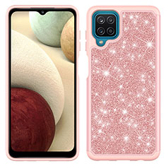 Coque Silicone et Plastique Housse Etui Protection Integrale 360 Degres Bling-Bling JX1 pour Samsung Galaxy A12 5G Or Rose