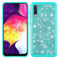 Coque Silicone et Plastique Housse Etui Protection Integrale 360 Degres Bling-Bling JX1 pour Samsung Galaxy A50S Cyan