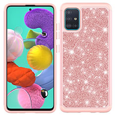 Coque Silicone et Plastique Housse Etui Protection Integrale 360 Degres Bling-Bling JX1 pour Samsung Galaxy A51 5G Or Rose