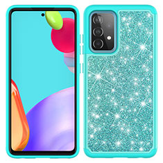 Coque Silicone et Plastique Housse Etui Protection Integrale 360 Degres Bling-Bling JX1 pour Samsung Galaxy A52 4G Cyan