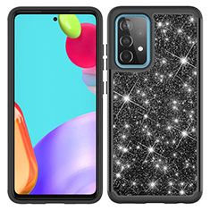 Coque Silicone et Plastique Housse Etui Protection Integrale 360 Degres Bling-Bling JX1 pour Samsung Galaxy A52 4G Noir