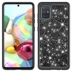 Coque Silicone et Plastique Housse Etui Protection Integrale 360 Degres Bling-Bling JX1 pour Samsung Galaxy A71 5G Noir