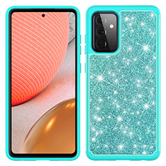 Coque Silicone et Plastique Housse Etui Protection Integrale 360 Degres Bling-Bling JX1 pour Samsung Galaxy A72 4G Cyan