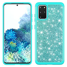 Coque Silicone et Plastique Housse Etui Protection Integrale 360 Degres Bling-Bling JX1 pour Samsung Galaxy S20 Plus 5G Cyan