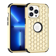 Coque Silicone et Plastique Housse Etui Protection Integrale 360 Degres Bling-Bling pour Apple iPhone 13 Pro Max Or et Noir