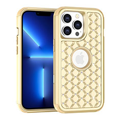 Coque Silicone et Plastique Housse Etui Protection Integrale 360 Degres Bling-Bling pour Apple iPhone 13 Pro Or