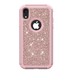 Coque Silicone et Plastique Housse Etui Protection Integrale 360 Degres Bling-Bling pour Apple iPhone XR Or Rose