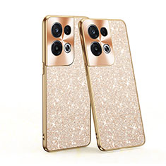 Coque Silicone et Plastique Housse Etui Protection Integrale 360 Degres Bling-Bling pour Oppo Reno8 Pro+ Plus 5G Or