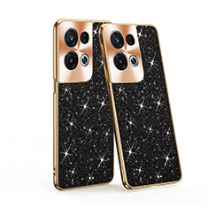 Coque Silicone et Plastique Housse Etui Protection Integrale 360 Degres Bling-Bling pour Oppo Reno9 Pro+ Plus 5G Noir