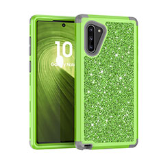 Coque Silicone et Plastique Housse Etui Protection Integrale 360 Degres Bling-Bling pour Samsung Galaxy Note 10 5G Vert