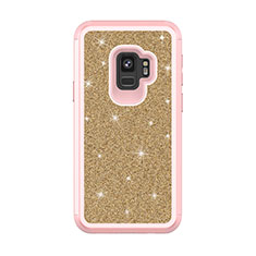 Coque Silicone et Plastique Housse Etui Protection Integrale 360 Degres Bling-Bling pour Samsung Galaxy S9 Rose