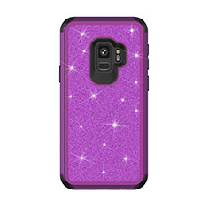 Coque Silicone et Plastique Housse Etui Protection Integrale 360 Degres Bling-Bling pour Samsung Galaxy S9 Violet