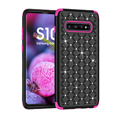 Coque Silicone et Plastique Housse Etui Protection Integrale 360 Degres Bling-Bling U01 pour Samsung Galaxy S10 Noir