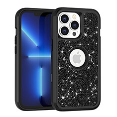 Coque Silicone et Plastique Housse Etui Protection Integrale 360 Degres Bling-Bling YJ1 pour Apple iPhone 13 Pro Noir