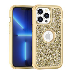 Coque Silicone et Plastique Housse Etui Protection Integrale 360 Degres Bling-Bling YJ1 pour Apple iPhone 13 Pro Or