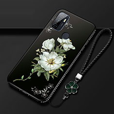 Coque Silicone Fleurs Souple Couleur Unie Etui Housse A01 pour Oppo A32 Noir