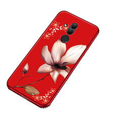 Coque Silicone Fleurs Souple Couleur Unie Etui Housse H01 pour Huawei Mate 20 Lite Rouge
