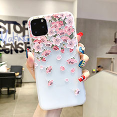 Coque Silicone Fleurs Souple Couleur Unie Etui Housse H03 pour Apple iPhone 11 Pro Max Rose