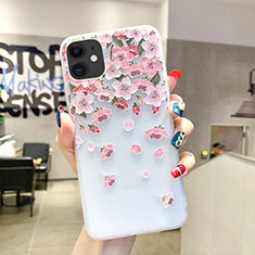 Coque Silicone Fleurs Souple Couleur Unie Etui Housse H03 pour Apple iPhone 11 Rose