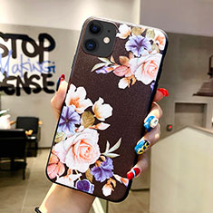 Coque Silicone Fleurs Souple Couleur Unie Etui Housse H04 pour Apple iPhone 11 Noir